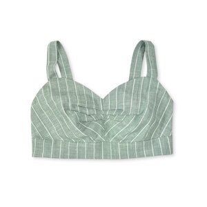 Vero Moda vmserena Strap Bra Top Bustier Smocked Green Stripe Crop Prep Tailored